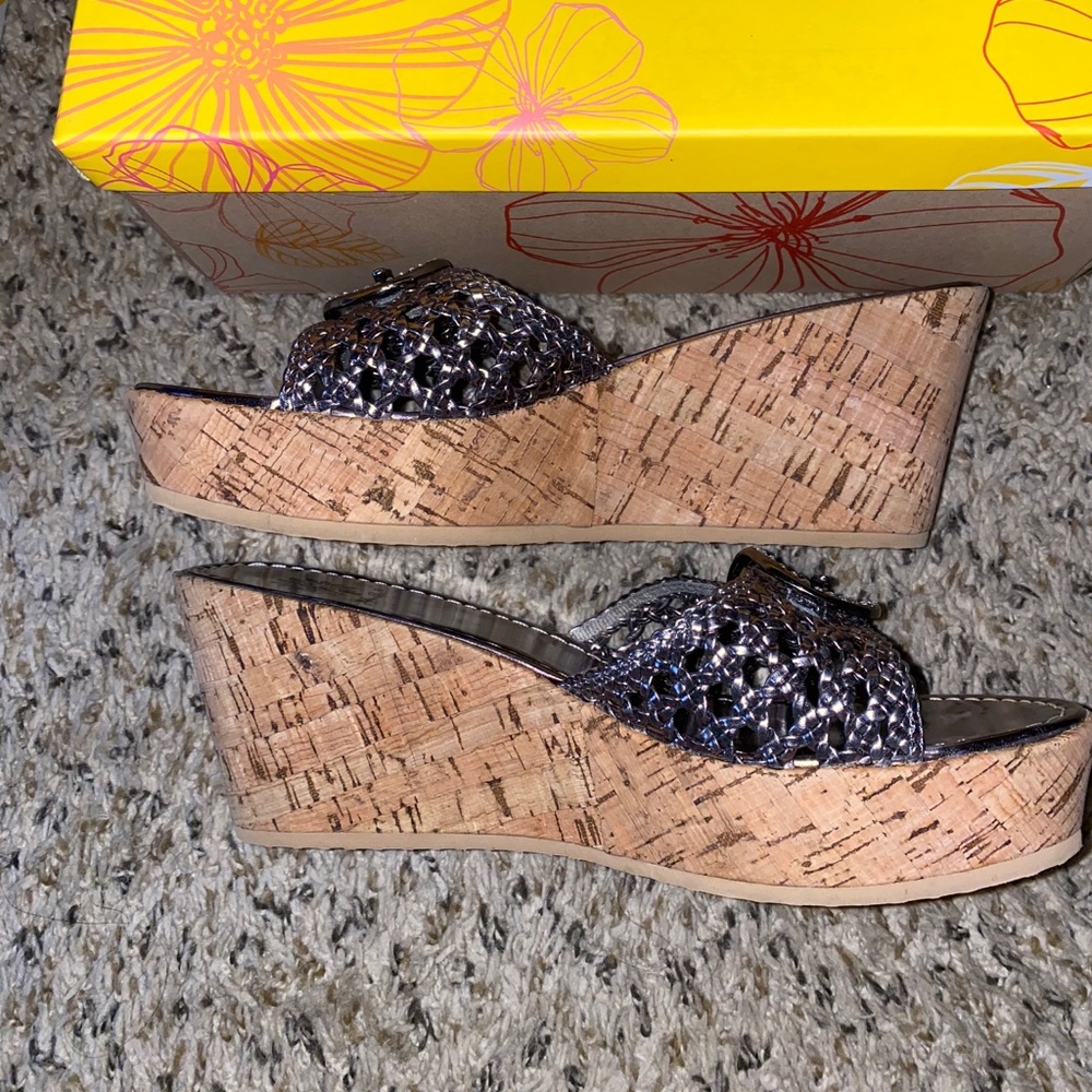 Yellow Box Silver Buckle Wedge